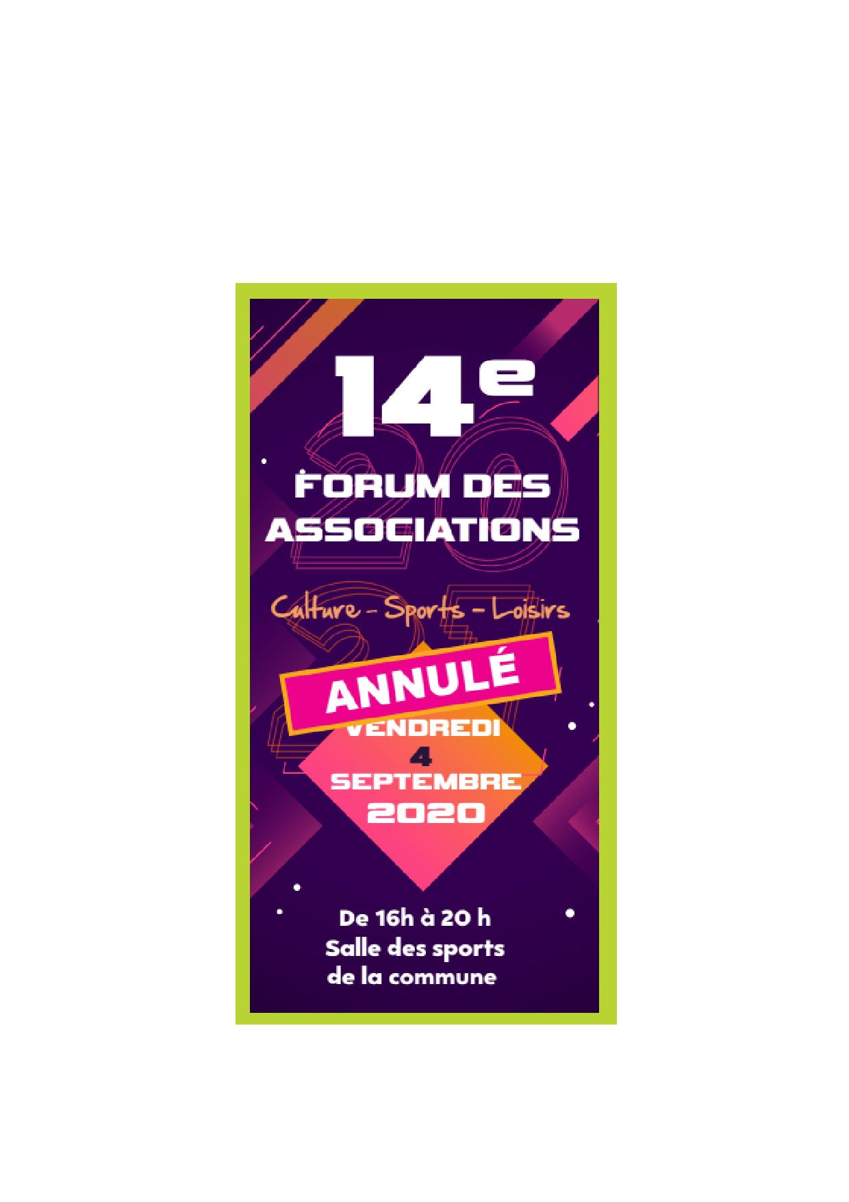 Annulation 14eme Forum des Associations Annulation 14eme Forum des Associations