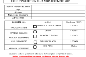 Fiche d'inscription